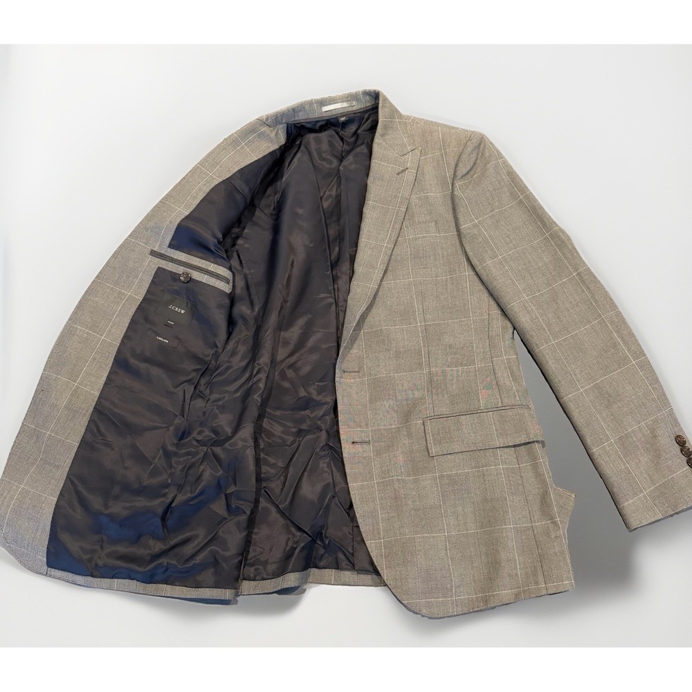 J.Crew Ludlow Wool Cotton Sport Coat Mens 40 R Windowpane Italian Cloth Blazer